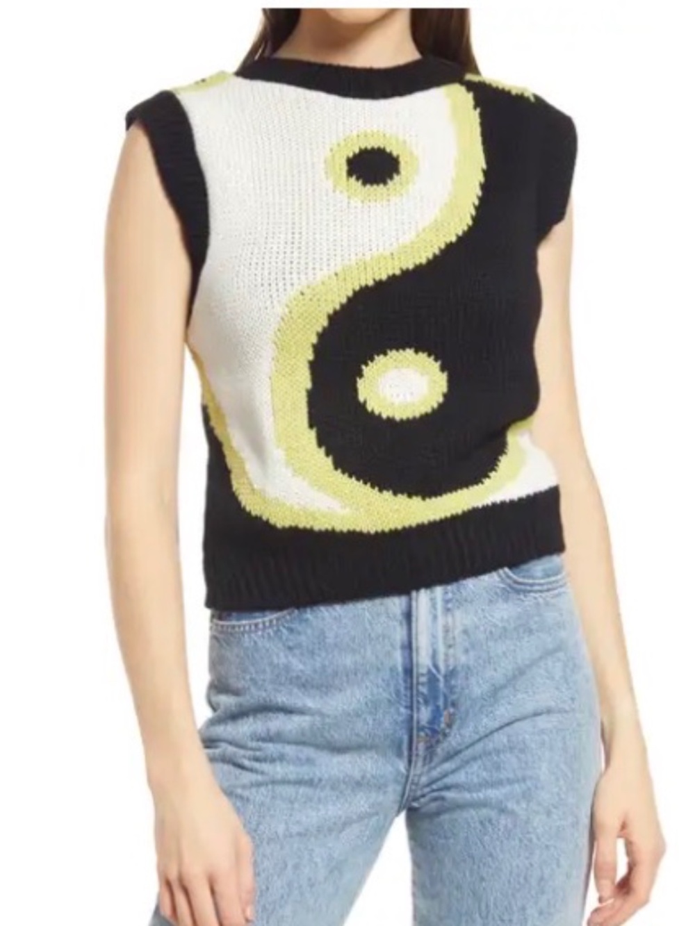 Ying Yang knit tank sweater by Topshop